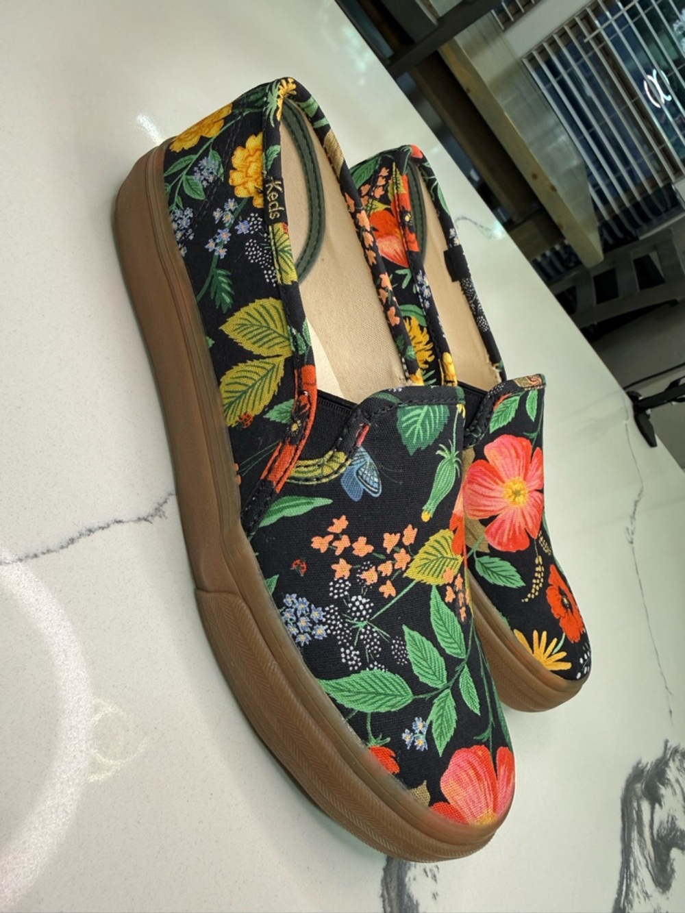 Keds x Rifle Paper Co. Botanical Champion Sneakers Black Floral 7.5